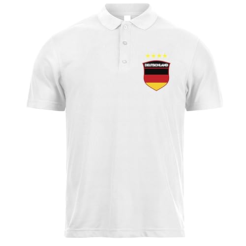 lepni.me Polo de Football Allemagne pour Homme avec Votre Nom et Numéro | Drapeau Allemand Insigne, Maillot Personnalisé | Championnat d'europe 2024 (L Blanc...