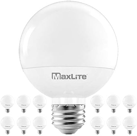 Maxlite G25 LED Globe Light Bulbs, 40W Equivalent, 450 Lumens, Makeup Vanity Light Bulb, Dimmable, Energy Star, UL Listed, E26 Medium Base, 2700K Soft White, 6-Pack