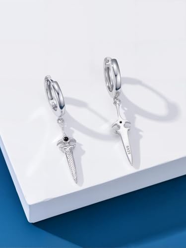 Arrowhead Earrings for Men 925 Sterling Silver Turquoise Sword Dangle Viking Earrings Men Gothic Jewelry for Women3