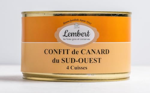 Maison Lembert, Les artisans conserviers - DUCK CONFIT Pierna de Pato Confitada/Muslos de Pato Confitados - 4 Piernas - 1400 gr Lata de metal
