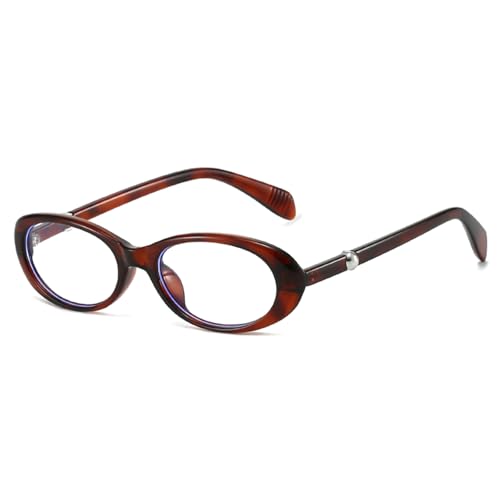 YAMEIZE Gafas Ovaladas de Luz Azul para Mujer Montura Ovalada Gafas de Bloqueo para Computadora Pequeña Antifatiga Ocular Anti Resplandor para Gaming Computadora (Leopardo)