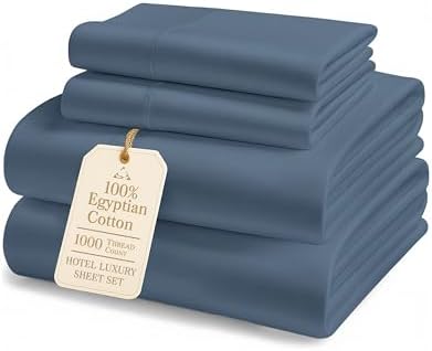 100% Egyptian Cotton Queen Bed Sheets Set - 1000 Thread Count Aut...