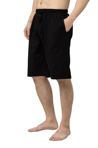 Bintangor Men's Pajama Shorts 100% Cotton Knit Elastic Waistband Sleep Lounge Wear pj Shorts 1 Pack2