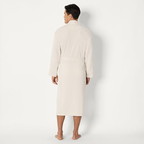 Image of Amazon Essentials Men's Lightweight Cotton Waffle Bath Robe, Mid-Length Loungewear (Available in Big & Tall)
