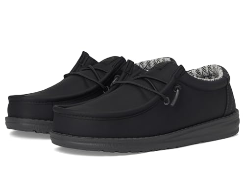 HEYDUDE Men's Kid Wally Classic (Little Kid/Big Kid), Black/Charcoal, 3 Medium