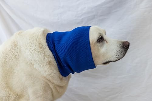 Image of Calming Dog Snood - Anti-Anxiety Ear Cover Neck Gaiter Safe & Sound Noise Reduction Dog Ear Snood Blue L