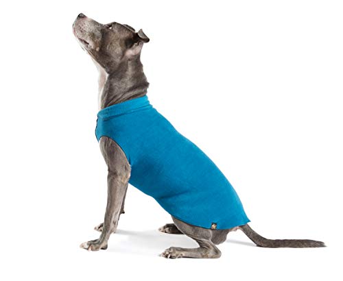 Gold Paw Stretch Fleece Dog Coat – Soft, Warm Dog Clothes, Stretchy Pet Sweater – Machine Washable, Eco Friendly – All Season – Sizes 2-33, Marine Blue, Size 14