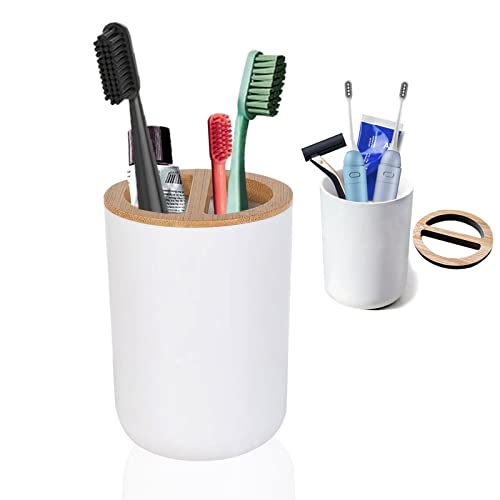 Dotodo Bamboo Toothbrush Holder | Toothbrush Holders for Bathrooms | Naturally Tough Eco Friendly Tooth Brush Holder Organizer Makeup Brush Razor Holder Stand Cup for Bathroom Vanity Countertops etc