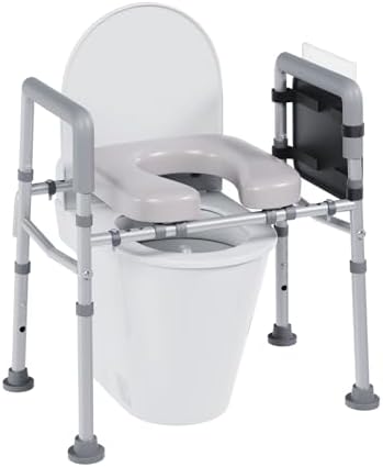 Toilet Seat Riser for Seniors, Raised Toilet Seat with Handles,Adjustable Height & Width, 400lb Raised Toilet Seat with Handles for Elderly, Handicap, Elevated, Pregnant, Fit Any Toilet