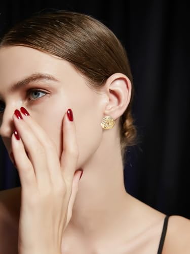 Image of Yoursfs Gold Textured Knot Clip On Earrings for Women Non Pierced Earring 18K Gold Plated Double Half Hoop Earrings Trendy Jewelry