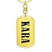 Kara v01 - Luxury Dog Tag Keychain 18K Yellow Gold Finish Personalized Name