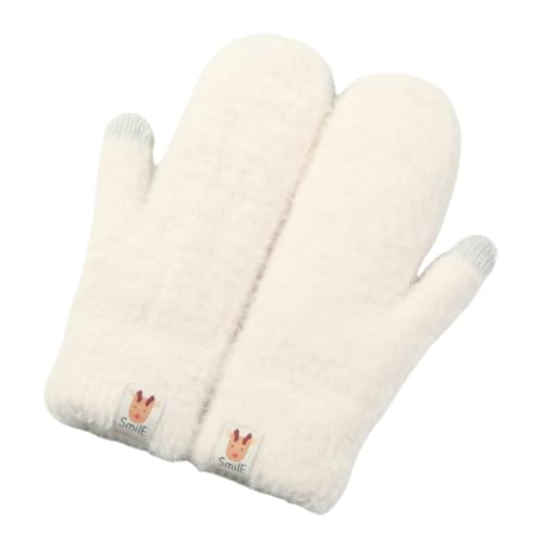 Winter Gloves Knitted Plush Mitten for Women Girl, Windproof Touchscreen Texting Cold Weather Warm Fashion Cute Glove