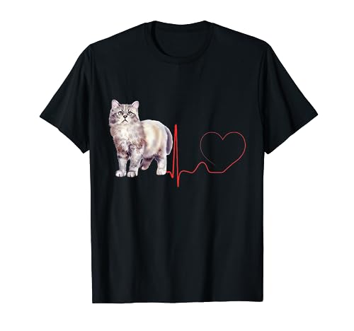 Calico LaPerm Cat Heartbeat EKG Lustiger Katzenliebhaber T-Shirt