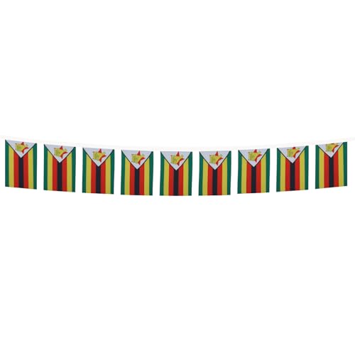 Image of AZ FLAG Zimbabwe 6 meters BUNTING Flag 20 flags 9'' x 6'' - Zimbabwean STRING flags 15 x 21 cm