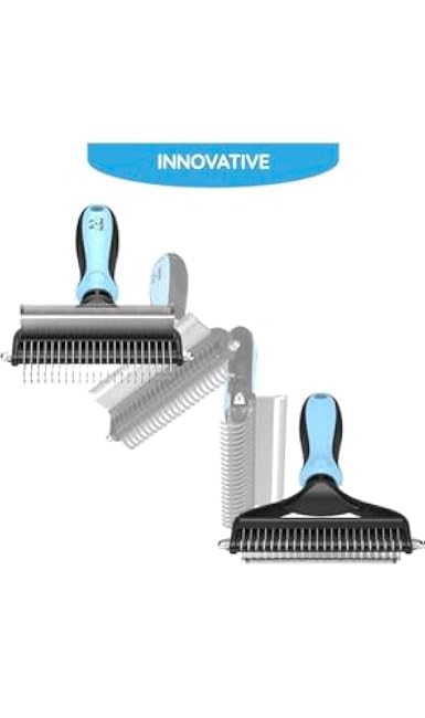 Dog Brush for Shedding & Cat Brushes for Indoor Cats - Double Coat Dog Brushes for Grooming - Hair Remover Pet Grooming Tools - 2 in 1 Deshedding Brush & Undercoat Rake for Dogs - Defur Comb Cleaner-iSmyVvUy