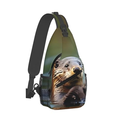 Mochila cruzada Otters Print para senderismo y viaje miniatura 2