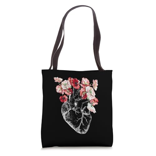 Anatomical Heart Flowers Florals Anatomy Medical Art Tote Bag