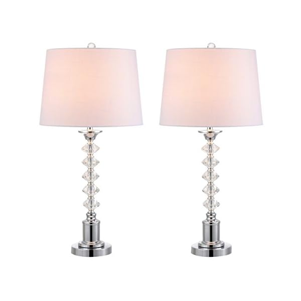 JONATHAN Y JYL2052A-SET2 Set of 2 Table Lamps Kinsley 28" Crystal LED Table Lamp Contemporary Bedside Desk Nightstand Lamp for Bedroom Living Room Office College Bookcase, Clear/Chrome
