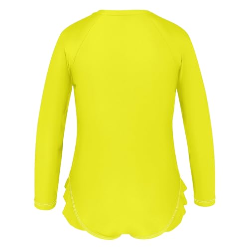 CHIFIGNO Yellow Rashguard One Piece Girls Swimsuit Long Sleeve Hawaii Swimwear 3T3