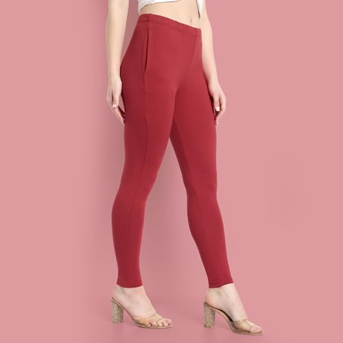Image of ONE SKY Women Full Length Leggings | Cotton Modal Spandex Blend | High Waist Stretchable & Bio-Washed Fabric | Colour-Lock Technology | Comfortable Leggings for Women