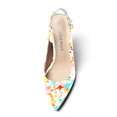 WAYDERNS Women's Matte Adjustable Strap Slingback Pointed Toe Buckle Ankle Strap Fashion Party Block High Heel Pumps Shoes 4 Inch3