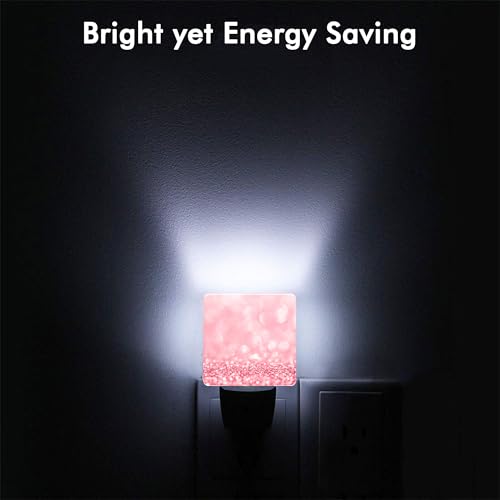 Image of Pink Glitter Night Light,Plug into Wall with Dusk to Dawn Light Sensors,LED Nightlights for Bedroom,Bathroom,Kitchen,Hallway,Room Decor for Boys Girls Women Men