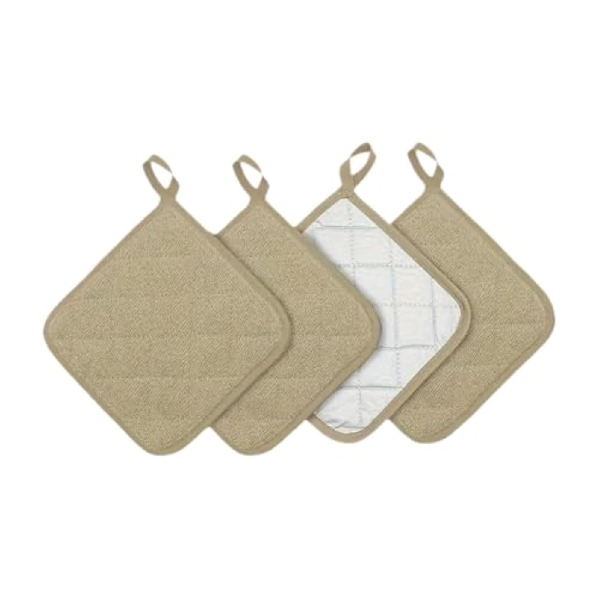 4 Pieces Kitchen Pot Holders Machine Washable Khaki