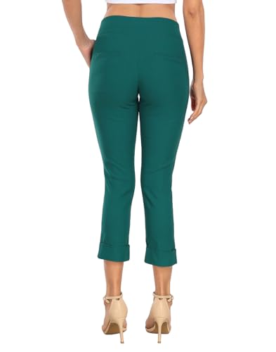 Image of HDE Pull On Capri Pants for Women with Pockets Elastic Waist Cropped Work Pants