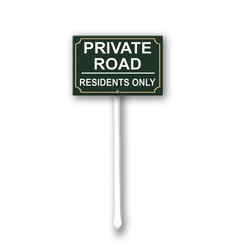 Geroclonup Private Road Residents Only Sign For House, 12" x 8" Aluminum Construction Yard Sign With 12.8" Metal Pole, UV Protected Weather Resistant and Easy Install for Lawns Garden