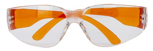Image of BISON LIFE Clear /Orange Safety Glasses for Men & Women, ANSI Z87.1, 12 Pack | Scratch & Impact Resistant Wraparound Safety Goggles, UV Protection Eyewear for Work, Construction, Lab, Industrial