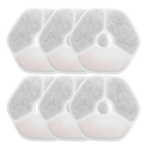 ERINGOGO Filtros para Fuente de Agua para Gatos Paquete de 6 Filtros Hexagonales de Repuesto Compatible Dispensadores Automáticos para Gatos Mejora la Pureza para Mascotas