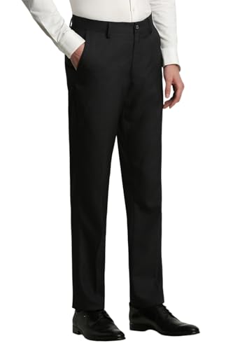 Image of Louis Philippe Men's Mid Rise Straight Formal Trousers