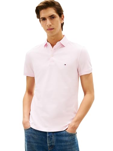 Image of Tommy Hilfiger Men's Short Sleeve Polo Shirts in Slim Fit with Stretch and Organic Pique Cotton