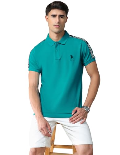 Image of U.S. Polo ASSN. Solid Regular Fit Polo T Shirts for Men - 100% Cotton, Half Sleeves Mens Tshirt