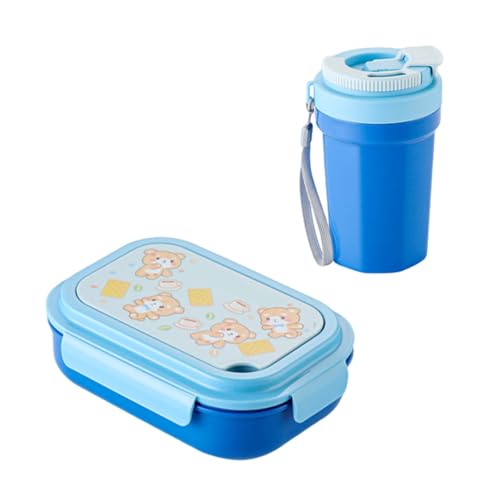 Juego de lonchera eficiente a prueba de fugas con botella de agua, apto para microondas, contenedor de almacenamiento de alimentos para viajes al aire libre, a prueba de derrames, caja de preparación