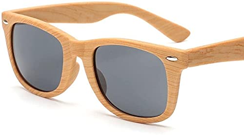 Lunettes de soleil imitation grain de bois rétro Plastique Grain de bois Cadre marron Cover