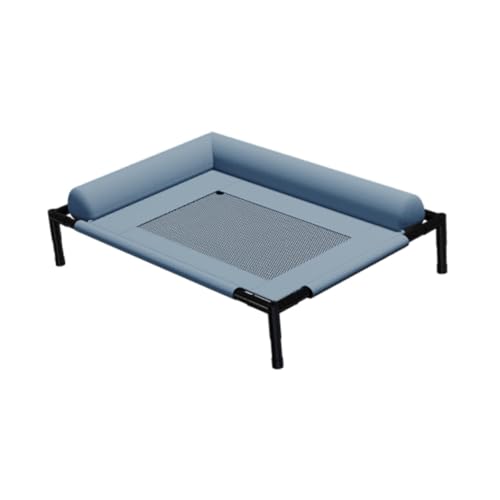 Dualoai 犬と猫用の育てられたペットベッド、屋内および屋外でのポータブルメッシュコット, Blue Gray M