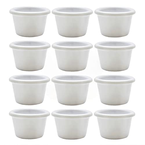TrueCraftware- 1-1/2 oz. Smooth Ramekin Melamine White Color Set of 12- Plastic Ramekin Dipping Sauce Cup Portion Dipping Sauce Cups Individual Condiment cups For Catering Kitchen Restaurant