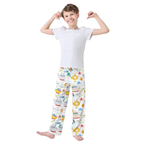 ZZXXB Marine Submarine Boys Long Pants Soft Trousers Elastic Waist Kids Lounge Bottoms with Pockets S-XL2