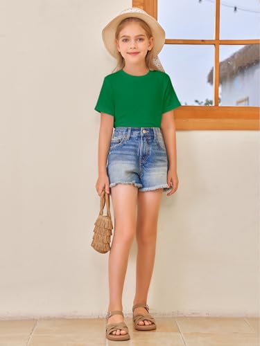 Image of Girls Short Sleeve T Shirts Kids Summer Tops Crewneck Tees 5-14 Years