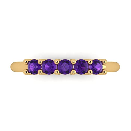 Clara Pucci 0.35 tcw Eternity Wedding Band for Women - 2.6mm Round Cut Amethyst Birthstone Gold Ring - 14K Yellow Gold Stacking Bridal Wedding Ring for her