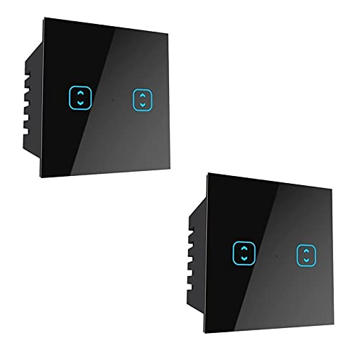 TEQOOZ2-Way 2-Touch Smart Wi-Fi + Bluetooth Switch (Black, Pack of 2) | Tuya & Smart Life App Control | Compatible with Alexa, Google Home, Apple Siri