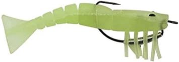Egret Baits E-VSW35-18-08 3.5" Vudu Weedless Shrimp 2/Pk, Glow