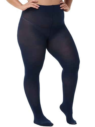Image of HeyUU Plus Size High Waist 80D Semi-Opaque Tights, XL-4XL | Curvy Fit, No-Roll Waist, Soft Stretch, Smooth Coverage, Comfortable Everyday Wear