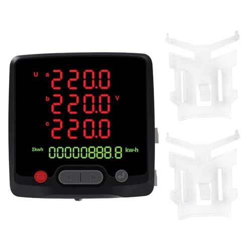 Contador de corriente trifásica de 3 fases AC 0-500 V 0-5 A pantalla digital LCD puede medir la corriente de voltaje 8 tipos de valores, ajuste de alarma de voltaje, serie RS485 (86 x 86 mm)