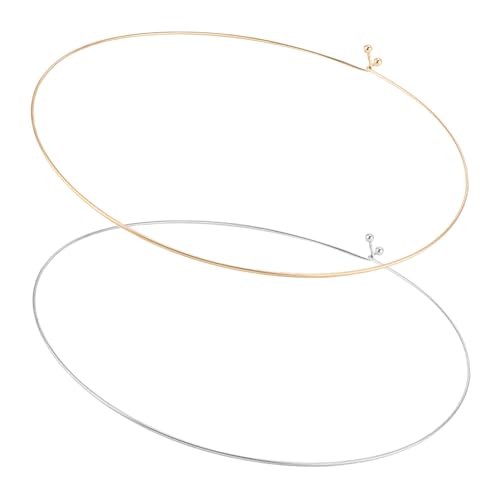 UNICRAFTALE about 2Pcs 2 Colors 304 Stainless Steel Choker Necklaces Wire Wrap Collar Necklaces for Women Gold Open Choker Necklace Metal Plain Chocker Collar Necklace for DIY Jewelry Making