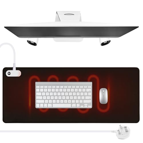 PRITOK 80×33cm Heated Mouse Pad: Large Electric Warm Desk Pad with 3 Heat Levels Auto Shut-Off Feature Intelligent Temperature Control Display Desk Mat for PC Keyboard Laptop Office and Home