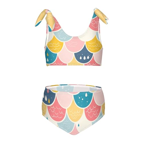 Mermaid Fish Scales Girl 2 Piece Kids Bikini Set Beach Swimsuits Swimming Suits Adjustable Strap