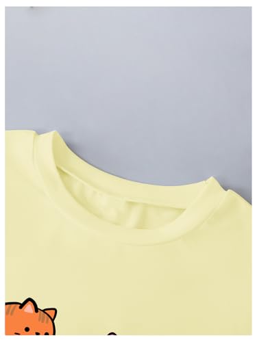 Image of RoseSeek Girl's Graphic Drop Shoulder Star Print Tee Tops Short Sleeve Crew Neck Summer Shirts