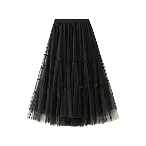 Jupe longue plissée en tulle fluide avec nœud papillon extensible